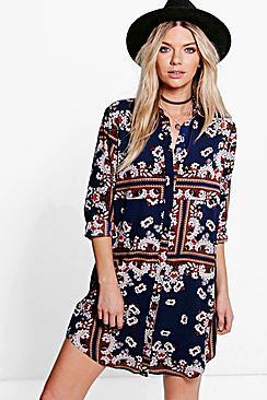 Boohoo Mona Paisley Shirt Dress