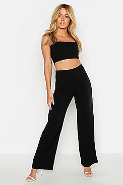 Boohoo Petite Bandeau & Wide Leg Trouser Co-ord