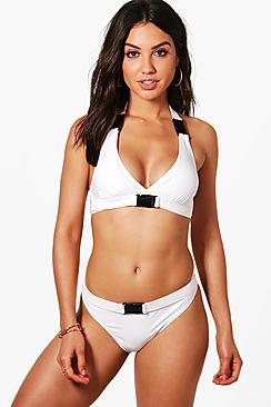 Boohoo Mallorca Buckle Detail High Leg Bikini