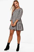 Boohoo Plus Vanessa Gingham Drop Hem Dress