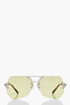 Boohoo Charley Yellow Lens Aviator Sunglasses