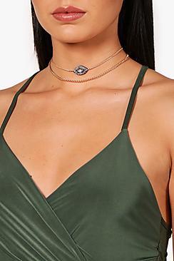 Boohoo Mia Layered Evil Eye Chain Choker Pack