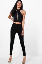 Boohoo Elvia Stretch Biker Detail Leggings