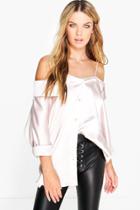 Boohoo Phoebe Silky Shoulder Strappy Blouse Rose