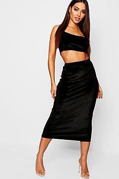 Boohoo Velvet Midaxi Skirt