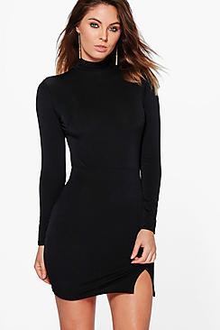 Boohoo Molly Crepe High Neck Bodycon Dress