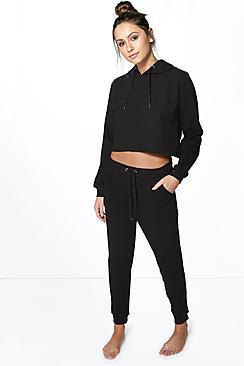 Boohoo Sophie Crop Hoodie And Jogger Lounge Set