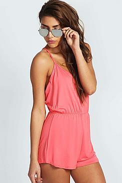 Boohoo Kate Draped Strappy Back Jersey Playsuit