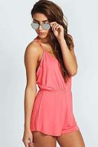 Boohoo Kate Draped Strappy Back Jersey Playsuit