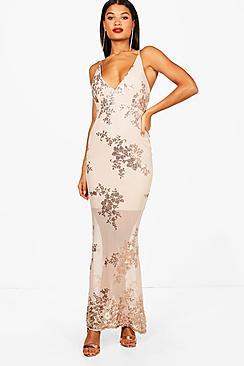 Boohoo Boutique Sequin Mesh Maxi Dress