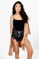 Boohoo Paige Oversized Side Split Jersey Kimono Camel