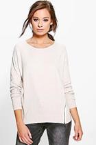 Boohoo Brooke Long Sleeve Knitted Top With Zips