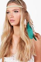 Boohoo Elsa Feather Detail Plaited Festival Headband