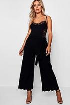 Boohoo Plus Tie Waist Scallop Edge Trouser