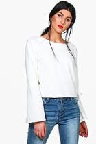 Boohoo Emma Flare Tie Sleeve Strappy Woven Top
