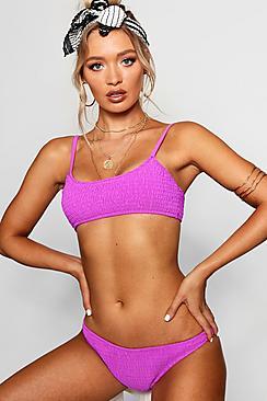 Boohoo Textured Crop Bikini