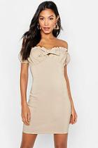 Boohoo Peasant Ruffle Detail Bodycon Dress