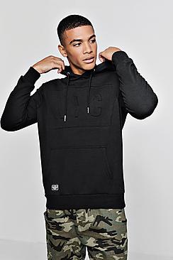 Boohoo Nyc Embossed Fleece Hoodie
