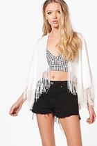 Boohoo Lexie Woven Tassel Cape Kimono