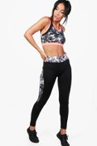 Boohoo Fit Abby Palm Mesh Running Leggings Black