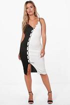 Boohoo Plus Jessica Contrast Lace Up Midi Dress