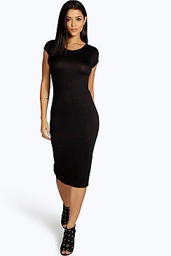 Boohoo Lola Cap Sleeve Midi Dress