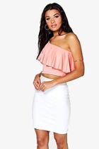 Boohoo Lexi One Shoulder Frill Crop