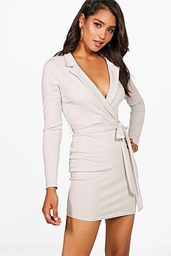 Boohoo Belted Long Sleeve Bodycon Dress