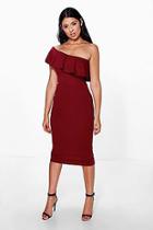 Boohoo Silva Frill One Shoulder Midi Dress