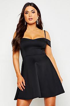 Boohoo Sweetheart Neck Strappy Skater Dress