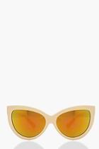 Boohoo Amy Reflective Lense Oversize Cat Eye Sunglasses