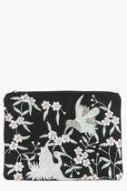 Boohoo Lara Boutique Embroidered Clutch Bag Black