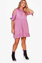 Boohoo Plus Katy Tie Sleeve Smock Dress