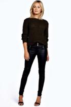 Boohoo Isla Wet Look Waist Trousers Black