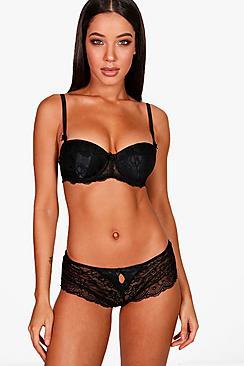 Boohoo Victoria Jacquard Satin & Lace Short