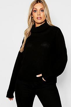Boohoo Plus Roll Neck Oversized Jumper