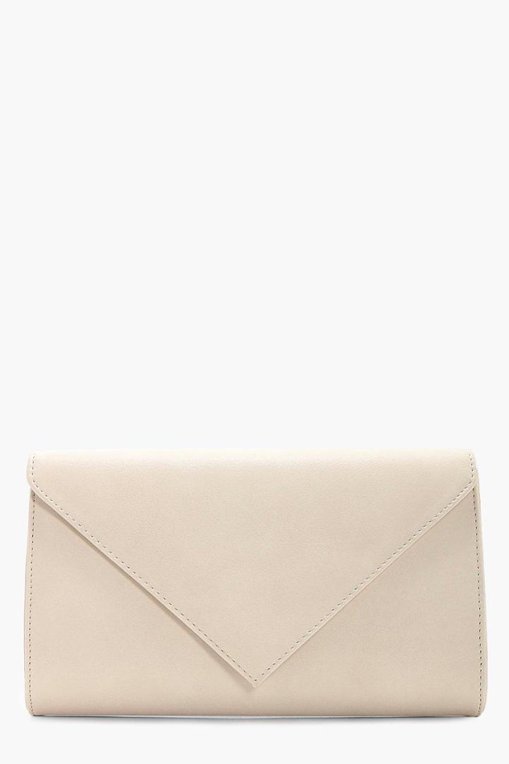 Boohoo Ellie Envelope Clutch With Chain Cream