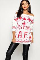 Boohoo Festive A.f Christmas Jumper