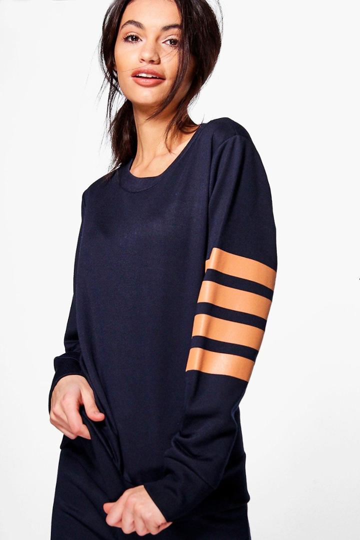 Boohoo Emma Fit Running Sweat Top Navy