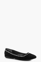 Boohoo Isobel Pearl Trim Flat Ballet