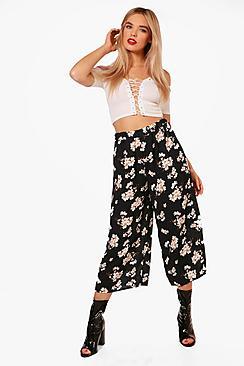 Boohoo Tala Oriental Print Woven Culotte