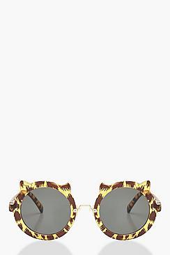 Boohoo Leopard Round Sunglasses