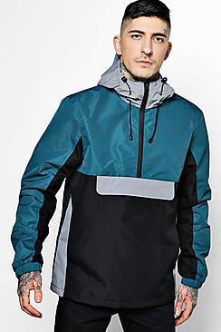 Boohoo Colour Block Half Zip Overhead Cagoule