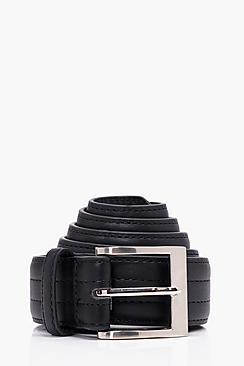 Boohoo Big And Tall Black Top Stitch Belt