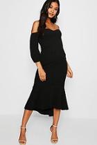 Boohoo Rachel Off Shoulder Button Detail Midi Dress