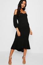 Boohoo Rachel Off Shoulder Button Detail Midi Dress