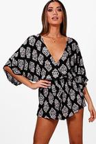 Boohoo Lily Wrap Front Batwing Playsuit