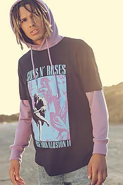 Boohoo Front And Back Print License Guns & Roses T Shirt