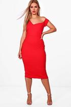 Boohoo Plus Sara Structured One Shoulder Bardot Midi Dress