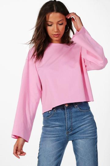 Boohoo Tall Florie Oversized Wide Sleeve Sweatshirt Pink